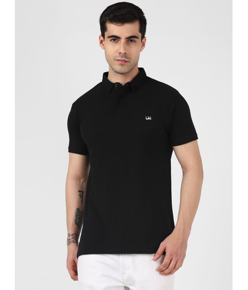     			UrbanMark Men 100% Cotton Half Sleeves Regular Fit Solid Polo T Shirt-Black