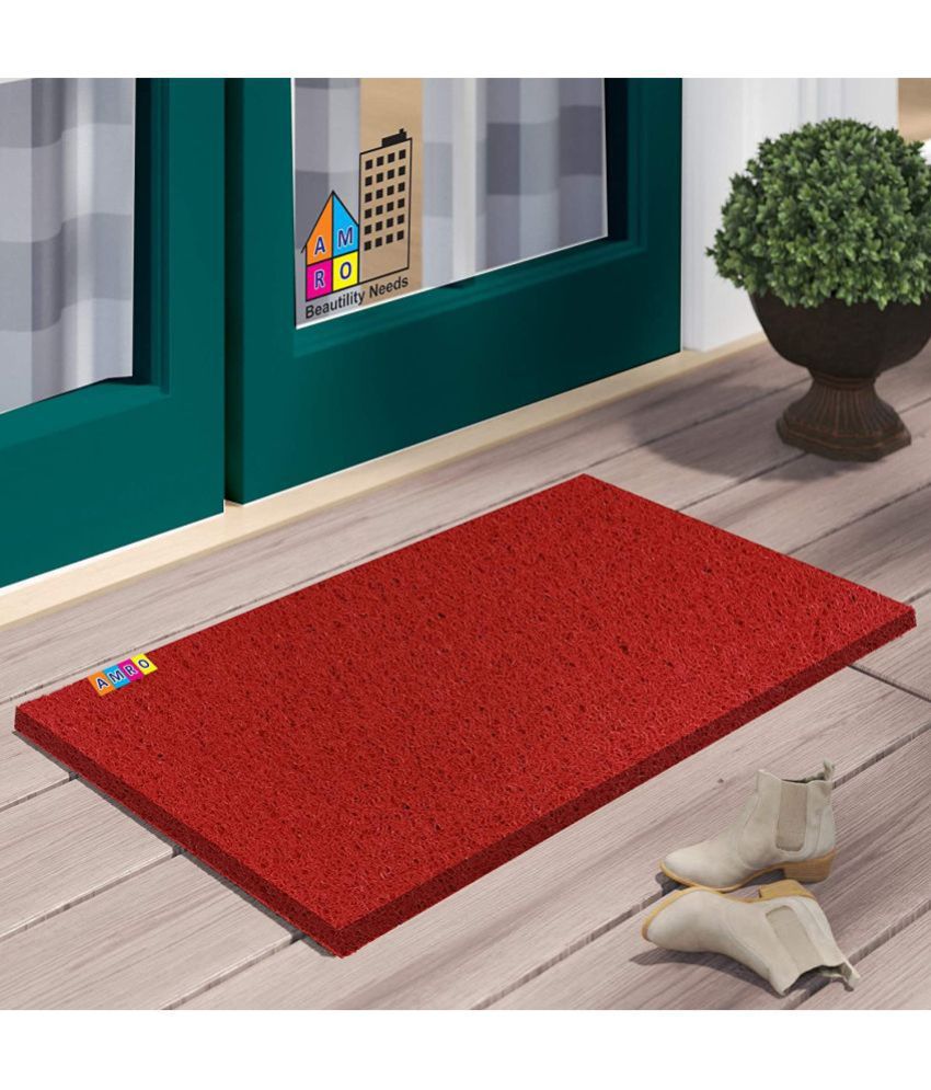     			AMRO Beautility Needs - Red Polypropylene Square Floor Mat ( Pack of 1 )