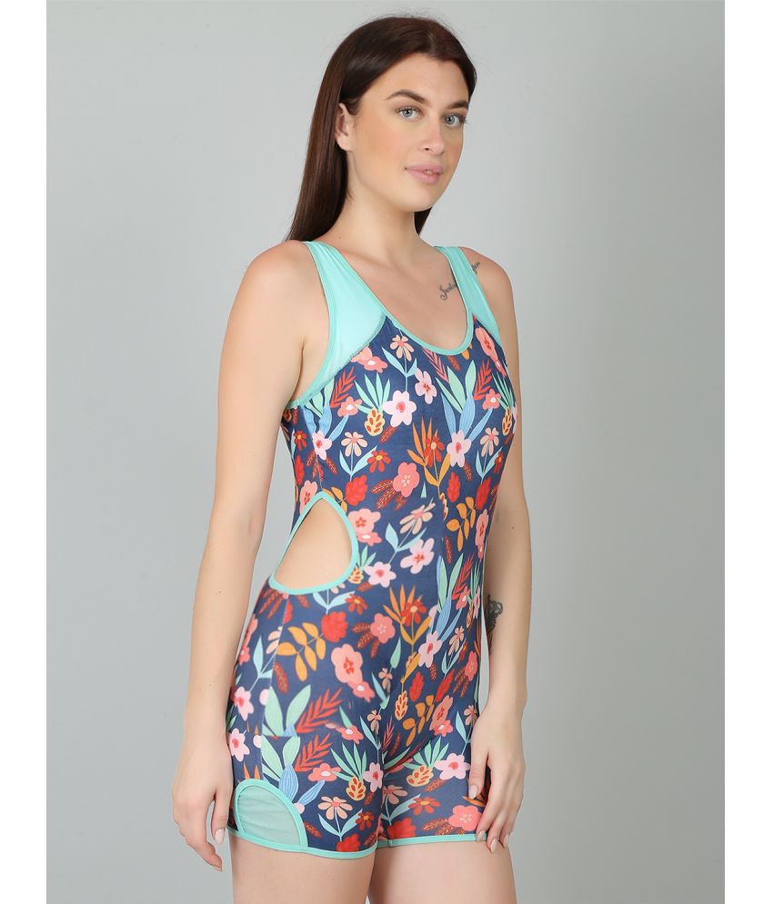     			N-Gal Polyester Multi Color One Piece Swimsuit without Skirt - Single