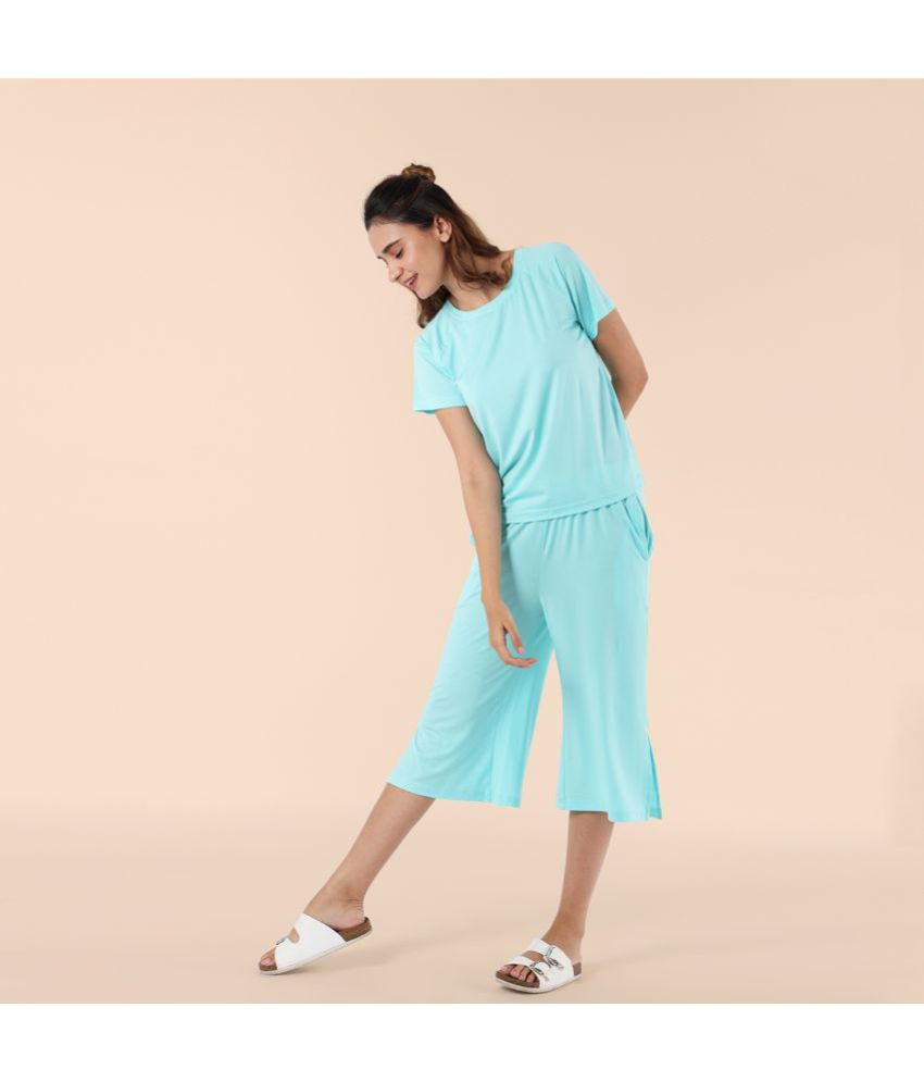     			Nite Flite - Blue Modal Women's Nightwear Nightsuit Sets ( Pack of 1 )