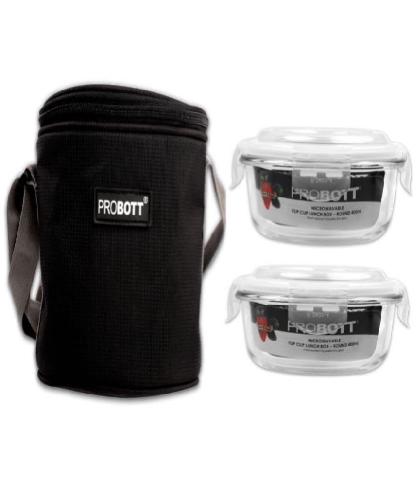 Probott - Black Glass Lunch Box ( Pack of 1 )