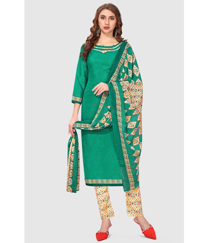     			Rajnandini - Unstitched Green Cotton Blend Dress Material ( Pack of 1 )