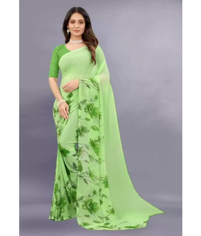     			Sanjana Silks - Green Georgette Saree With Blouse Piece ( Pack of 1 )