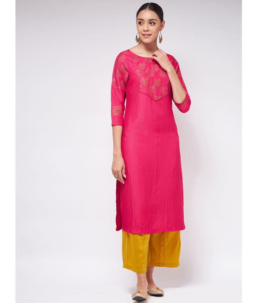     			Pannkh - Pink Polyester Women's Straight Kurti ( Pack of 1 )