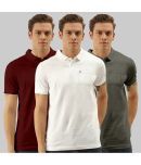 TAB91 Pack of 3 Cotton Slim Fit Solid Half Sleeves Men's Polo T Shirt ( White )