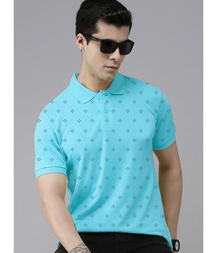     			ADORATE Pack of 1 Cotton Regular Fit Printed Half Sleeves Men's Polo T Shirt ( Turquoise )