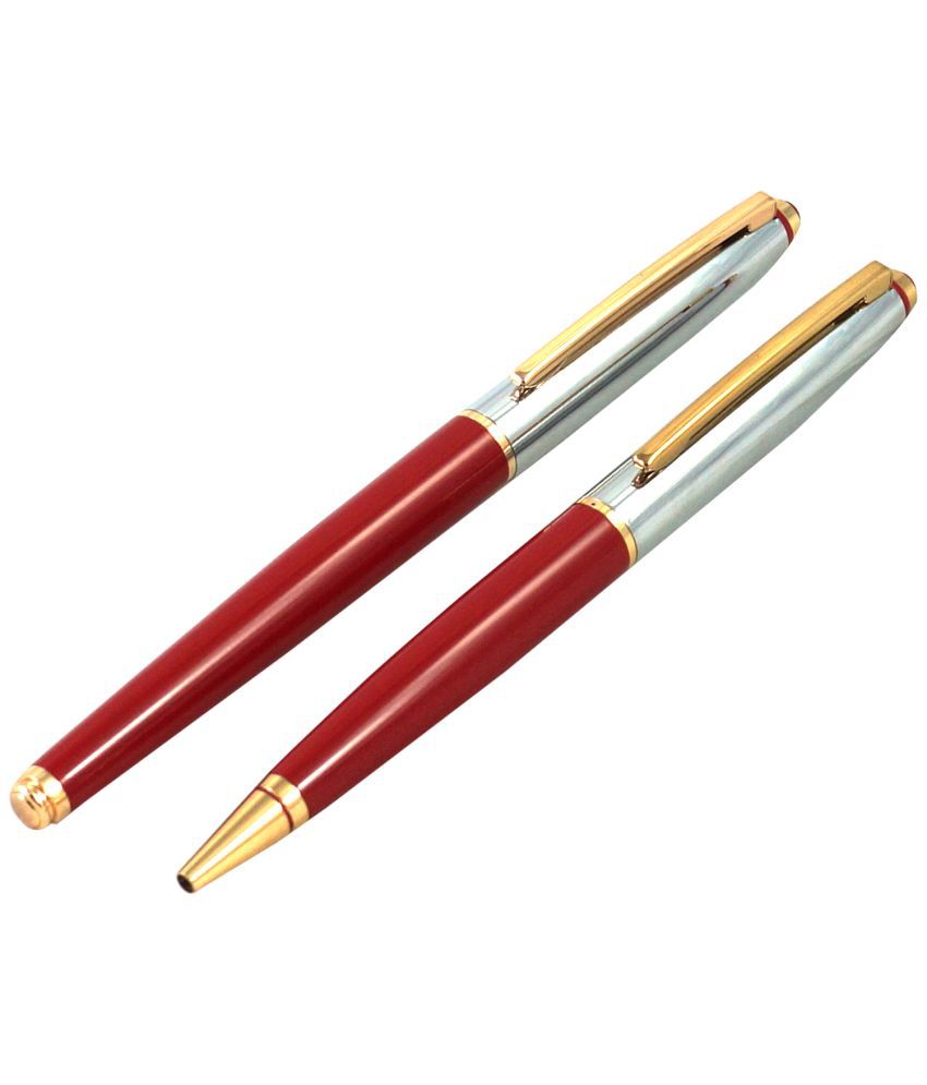     			Auteur Focus Red Color Roller & Ball Pen Gift Set - Premium Metal Body, Stylish and Elegant Look with Gold Plated Clip - Perfect Gift Set from Auteur Pens