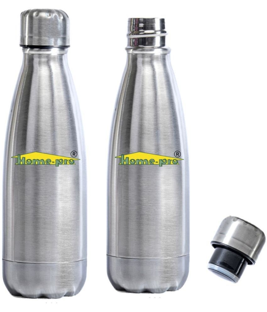     			HomePro Stainless Steel Thermosteel Vacuum Insulated 24 Hours Hot and Cold Water Bottle (350 ML) Pack of 2