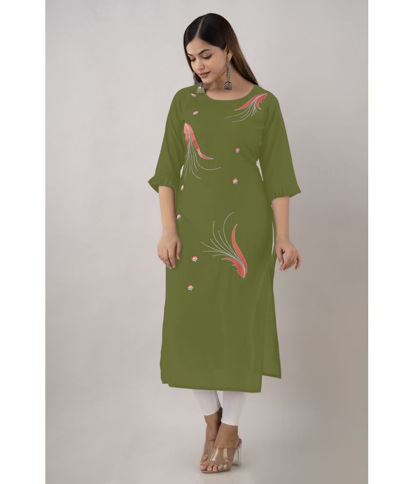     			Kapadia - Green Rayon Women's Straight Kurti ( Pack of 1 )