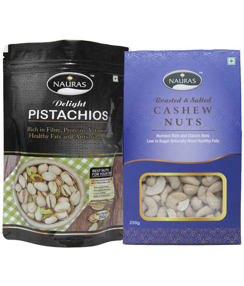     			Nauras Delight Pistachios 250g & Roasted Salted Cashews (250g) 500g Dry Fruits Combo Pack
