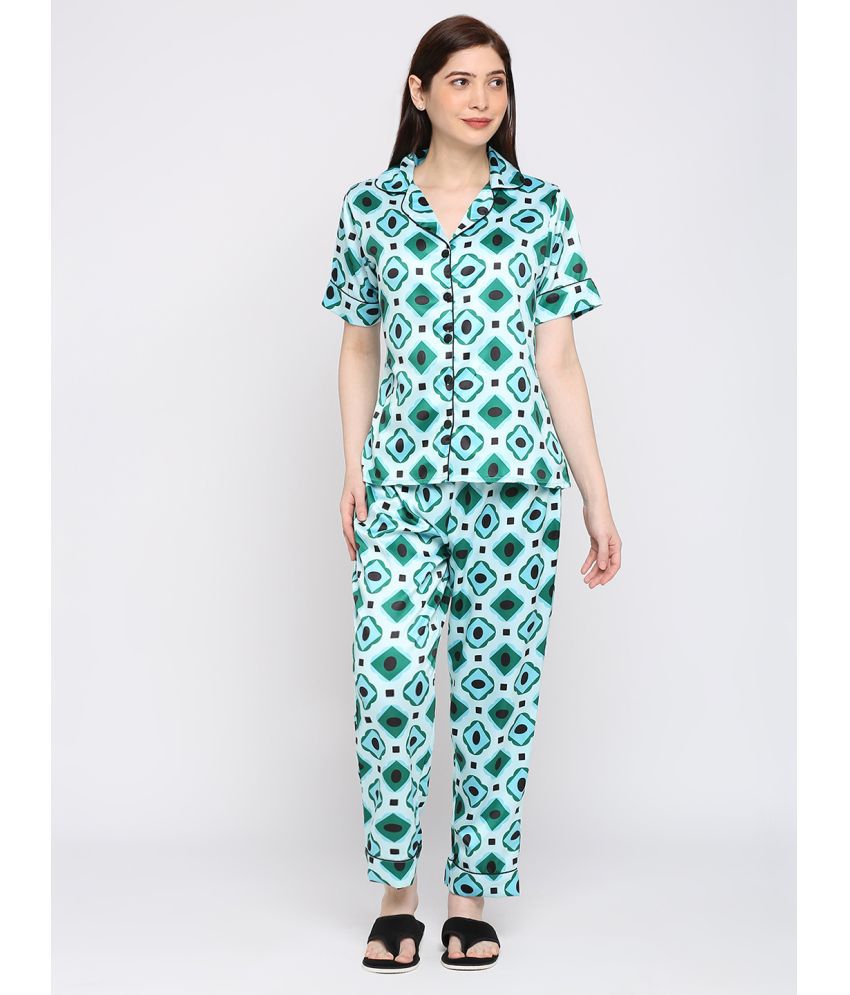     			Smarty Pants - Green Satin Women's Nightwear Nightsuit Sets ( Pack of 1 )