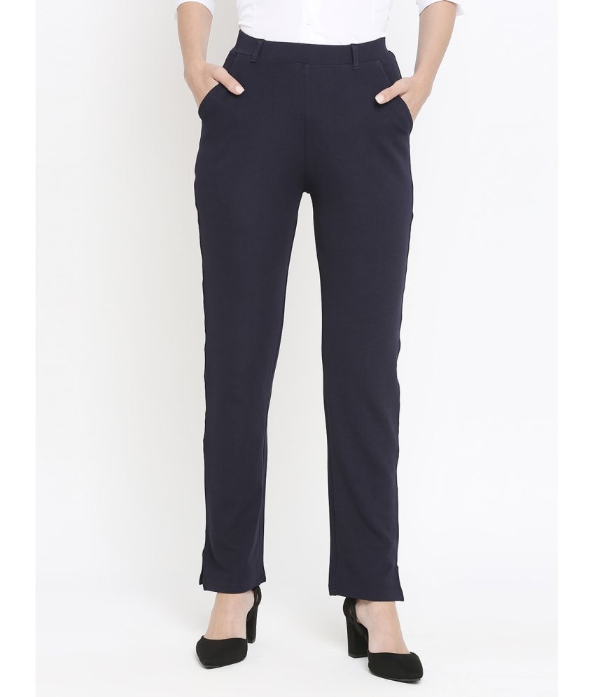     			Smarty Pants - Navy Cotton Blend Straight Women's Formal Pants ( Pack of 1 )
