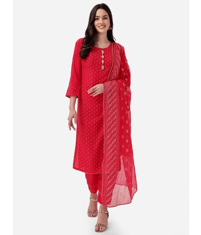     			Style Samsara - Pink Straight Silk Blend Women's Stitched Salwar Suit ( Pack of 1 )