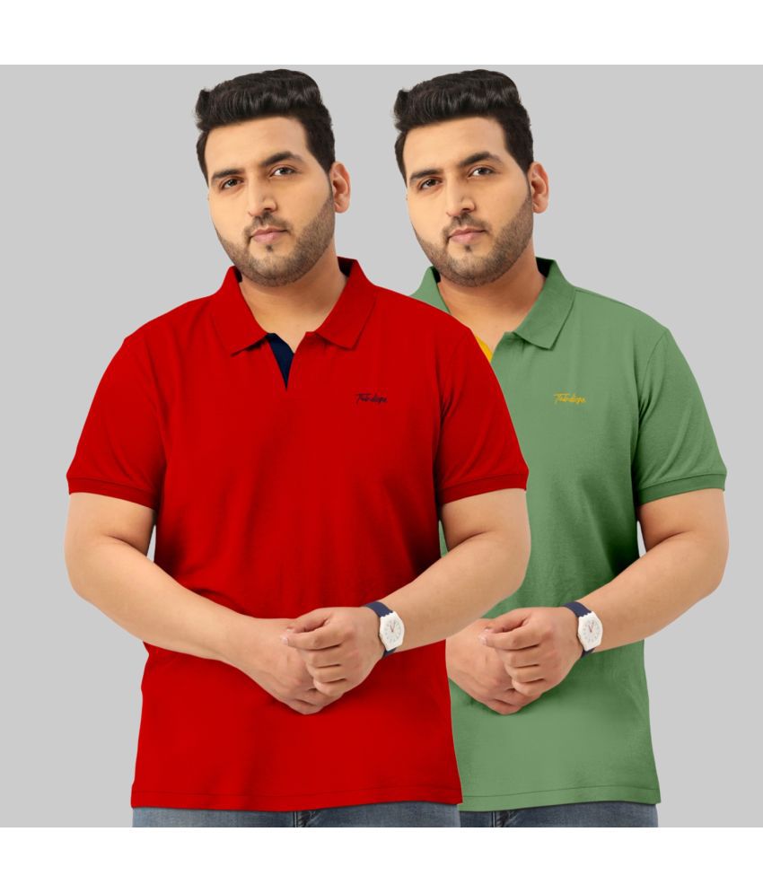     			TAB91 - Red Cotton Blend Regular Fit Men's Polo T Shirt ( Pack of 2 )
