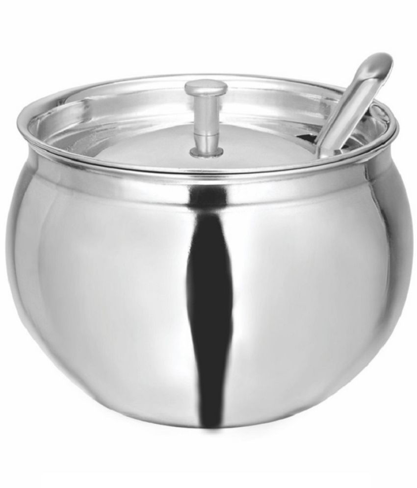     			erum - 400ml ghee pot Silver Steel Honey Container ( Set of 1 ) - 400 ml