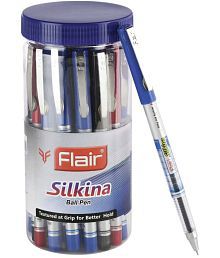 Flair Silkina Fine Tip Ball Pen Jar | Tip Size 0.7 mm | Smooth Ink Flow System | Light Weight Ball Pen | Comfortable Grip| Ideal for School, Collage, Office|Blue Ink, Jar Pack of 25