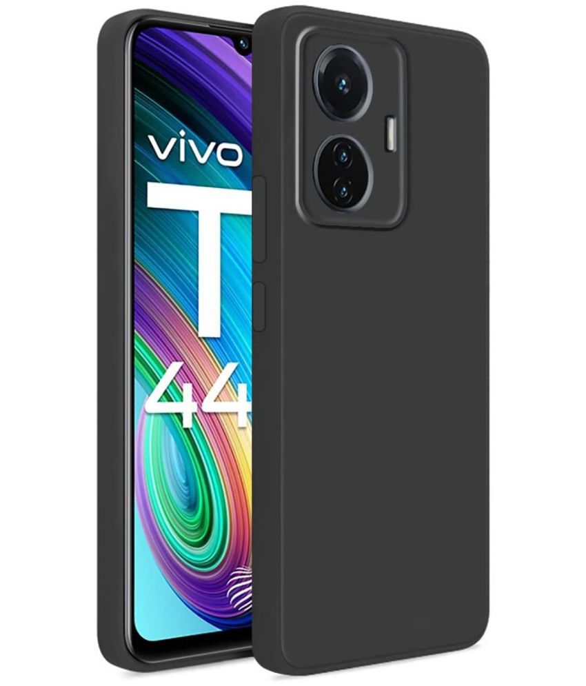     			Case Vault Covers - Black Silicon Plain Cases Compatible For Vivo T1 44W ( Pack of 1 )