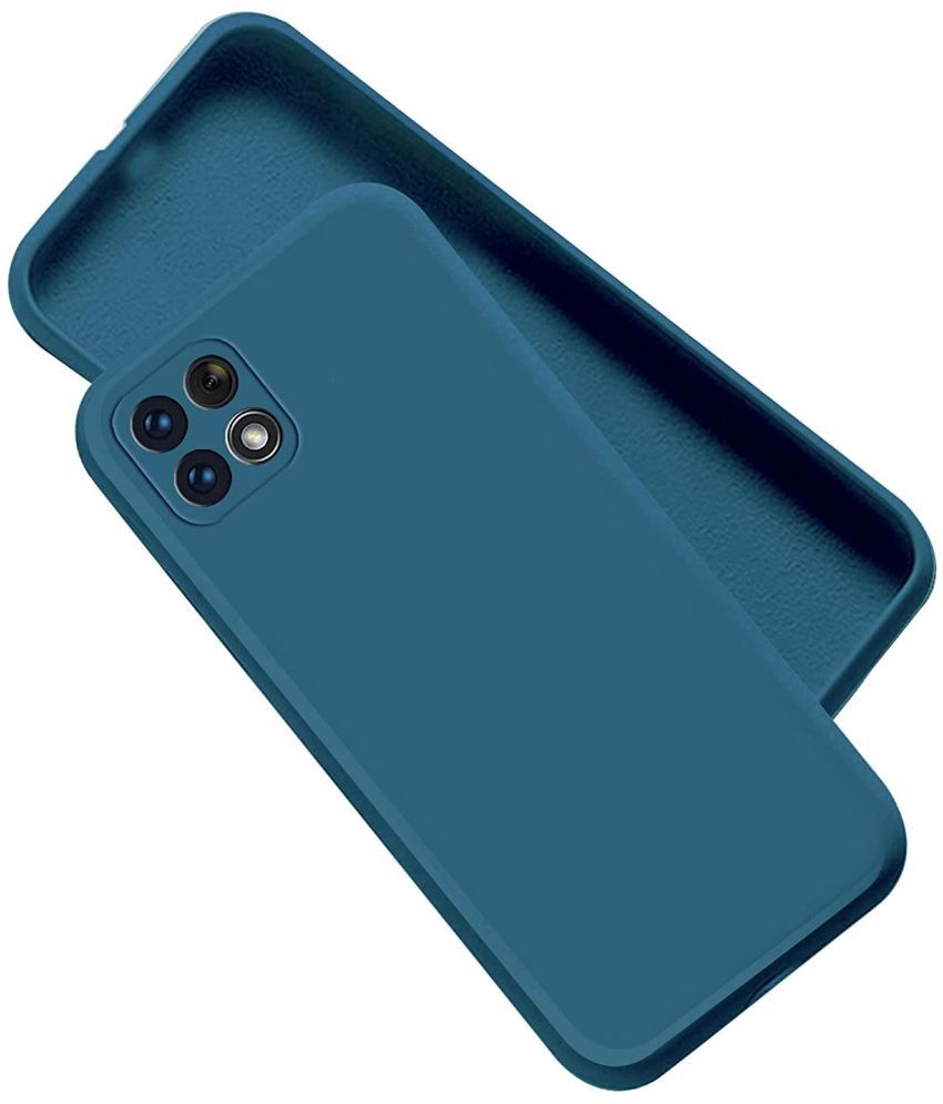     			Case Vault Covers - Blue Silicon Plain Cases Compatible For Samsung F42 5G ( Pack of 1 )