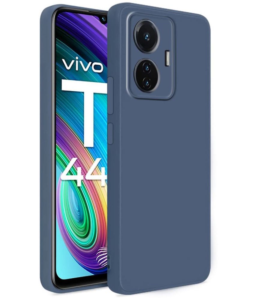     			Case Vault Covers - Blue Silicon Plain Cases Compatible For Vivo T1 44W ( Pack of 1 )
