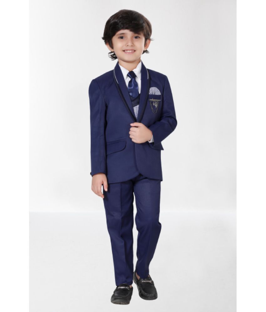     			DKGF Fashion - Navy Blue Polyester Boys Suit ( Pack of 1 )