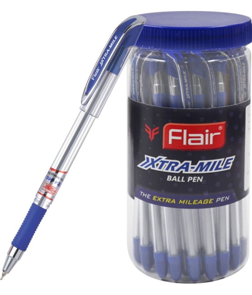     			Flair Xtra Mile Ball Pen Jar | Tip Size 0.7 to 1 mm | Smooth Ink Flow System with Smooth & Comfortable Writing Experience | Ideal for School, Collage, Office | Blue Ink, Jar Pack of 25