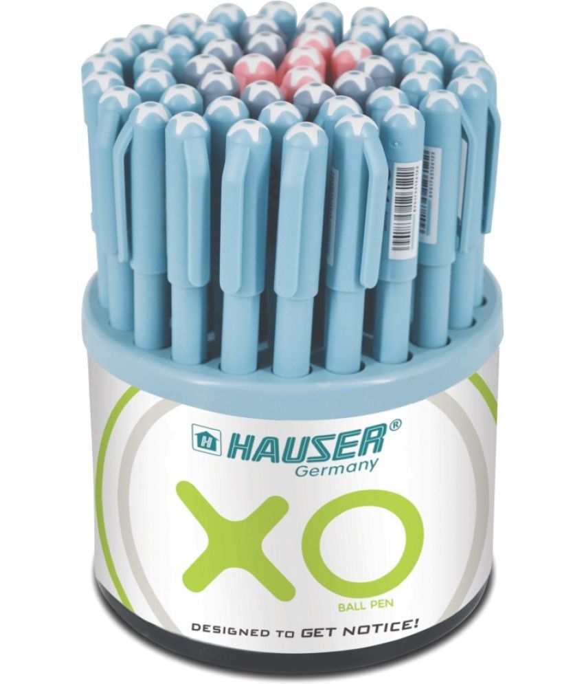     			Hauser XO Ball Pen | Tip Size 0.6 mm | Comfortable Grip With Smudge Free Writing | Sturdy Refillable Ball Pen | Blue & Red Ink, Tumbler Set of 50 Ball Pens