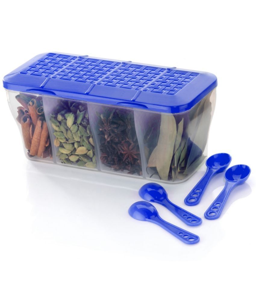     			OFFYX - 4 Section Container Blue PET Spice Container ( Set of 1 ) - 1800 ml