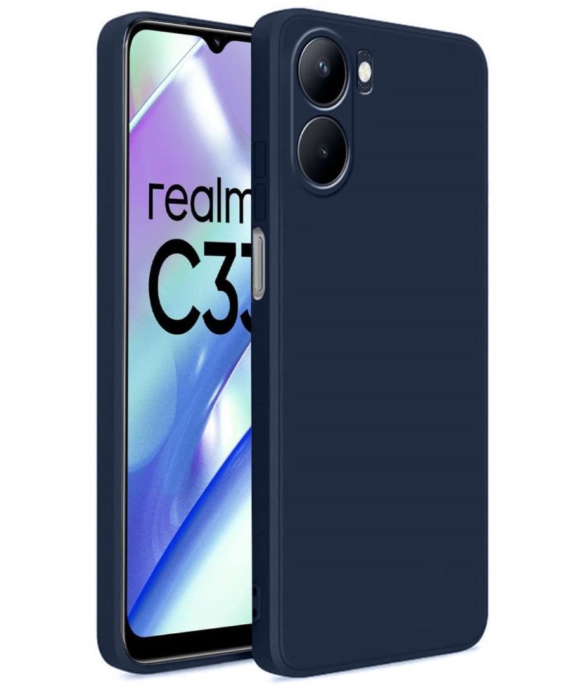     			ZAMN - Blue Silicon Plain Cases Compatible For Realme C33 ( Pack of 1 )