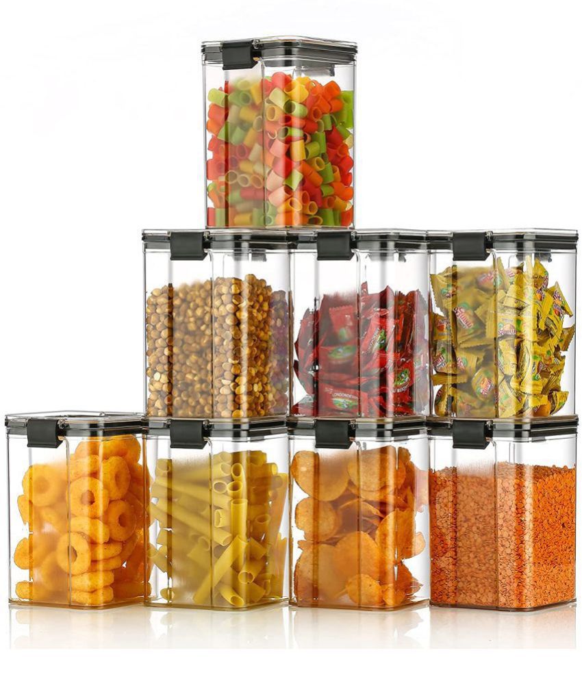     			MAMIRA - Grocery/Snacks/Dal Plastic Black Dal Container ( Set of 8 )