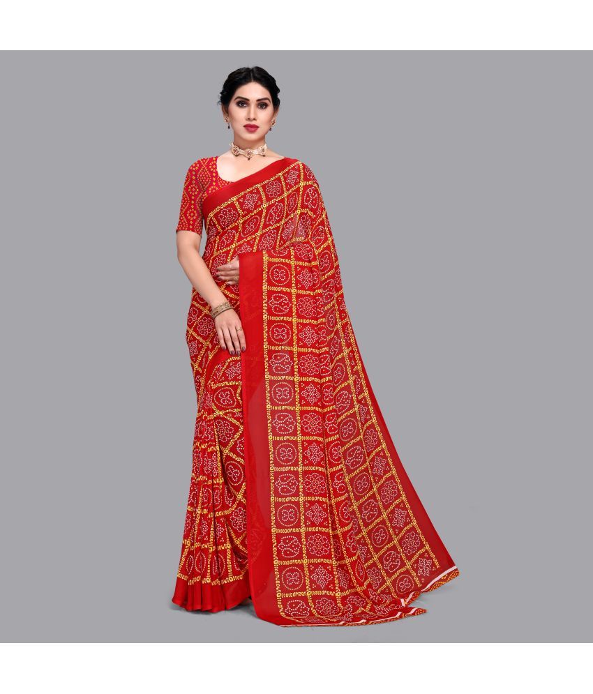     			ANAND SAREES - Red Georgette Saree With Blouse Piece ( Pack of 1 )