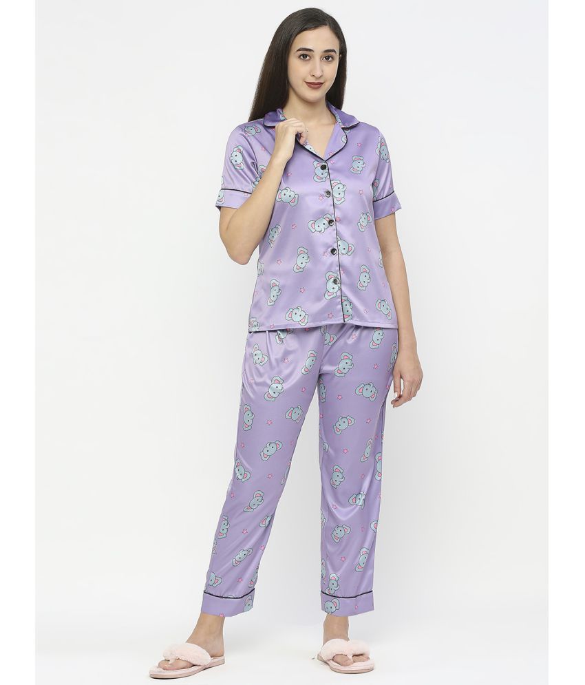     			Smarty Pants - Lavender Satin Women's Nightwear Nightsuit Sets ( Pack of 1 )