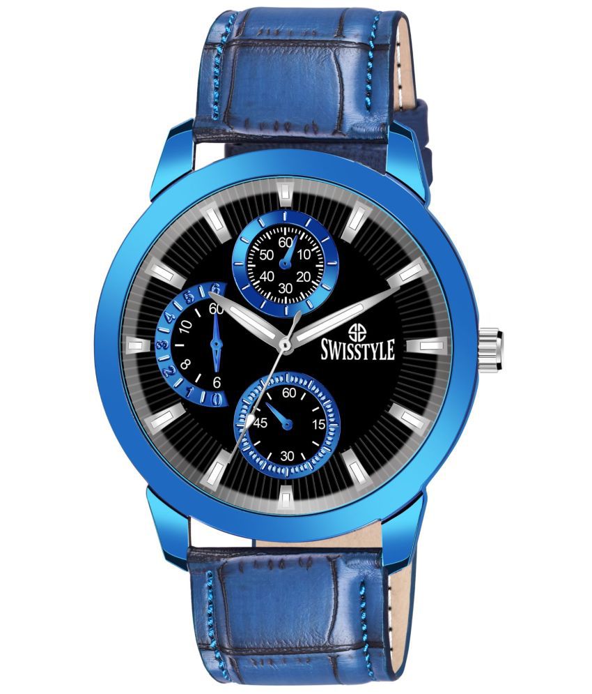     			Swisstyle - Blue Leather Analog Men's Watch