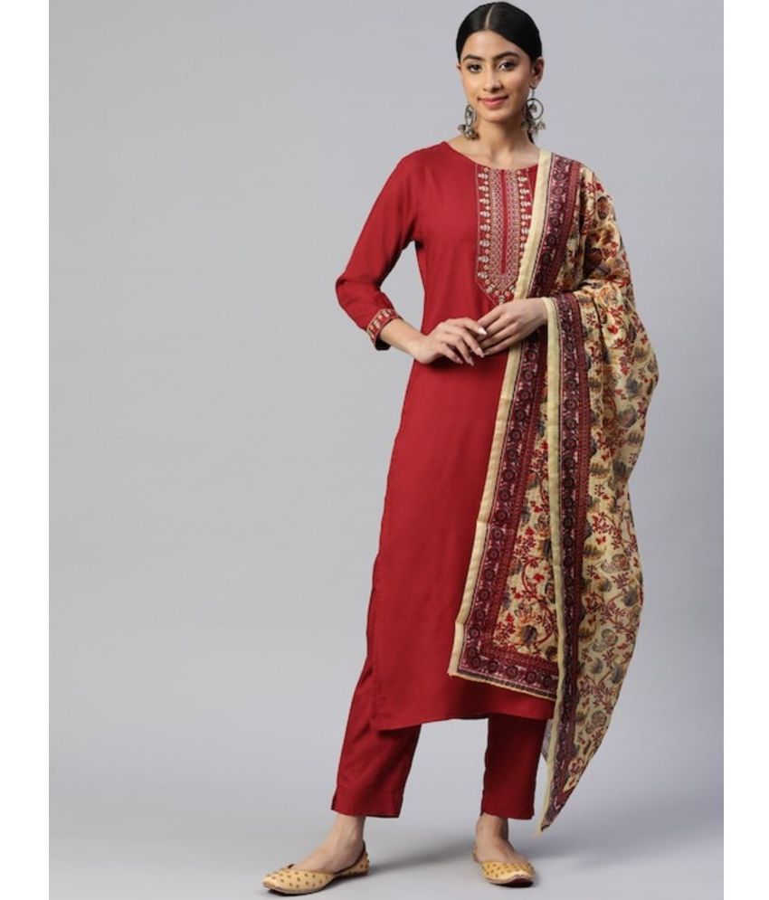     			Vbuyz - Red Straight Rayon Women's Stitched Salwar Suit ( Pack of 1 )