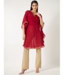 Pannkh - Red Georgette Women's Kaftan Kurti ( Pack of 1 )