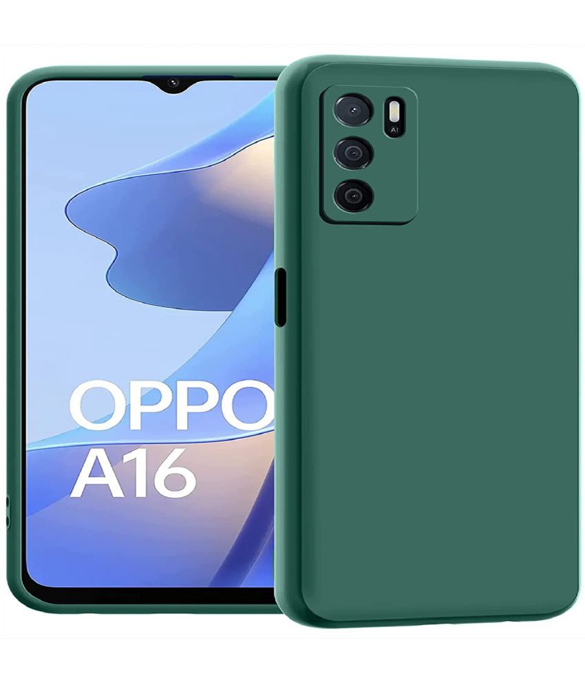     			Case Vault Covers - Green Silicon Plain Cases Compatible For Oppo A16 ( Pack of 1 )