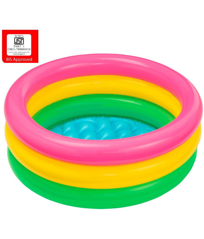     			Fastdeal Inflatable Baby Pool for Bath and Swimming Multi Color (2-Feet) (Multicolor)