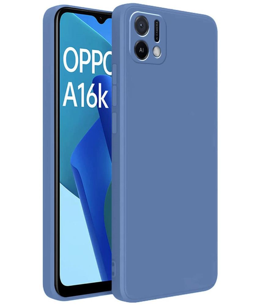     			Oppo - Blue Silicon Plain Cases Compatible For OPPO A16K ( Pack of 1 )