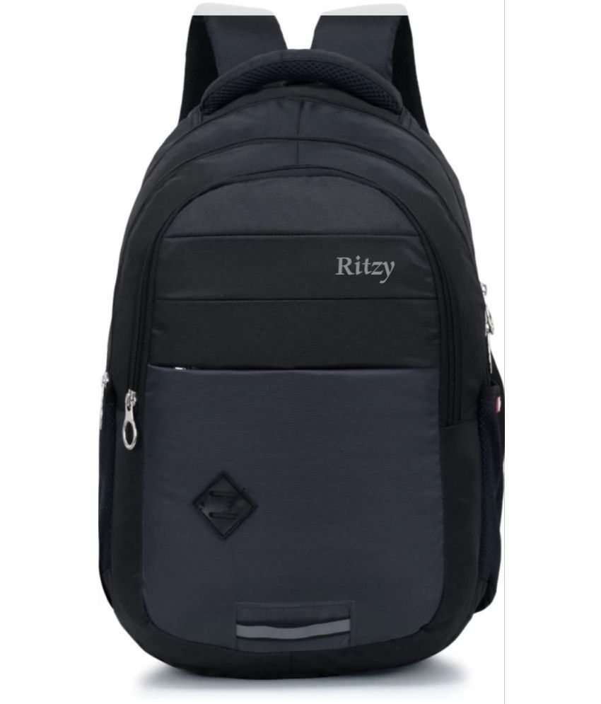     			Ritzy - Black Polyester Backpack With Raincover ( 45 Ltrs )