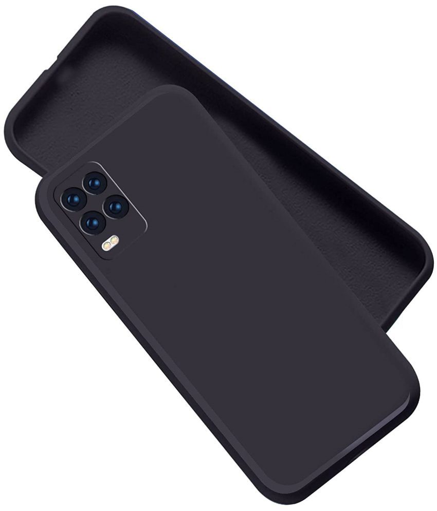     			ZAMN - Black Silicon Plain Cases Compatible For Realme 8 ( Pack of 1 )