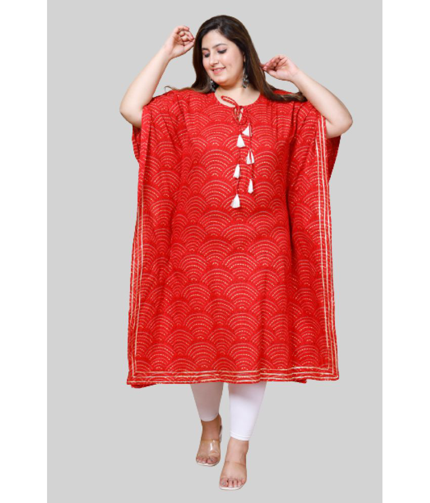     			miravan - Red Cotton Women's Kaftan Kurti ( Pack of 1 )