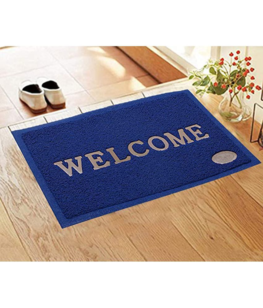     			Abhikram Blue Single Door Mat - ( 58 X 38 cm )