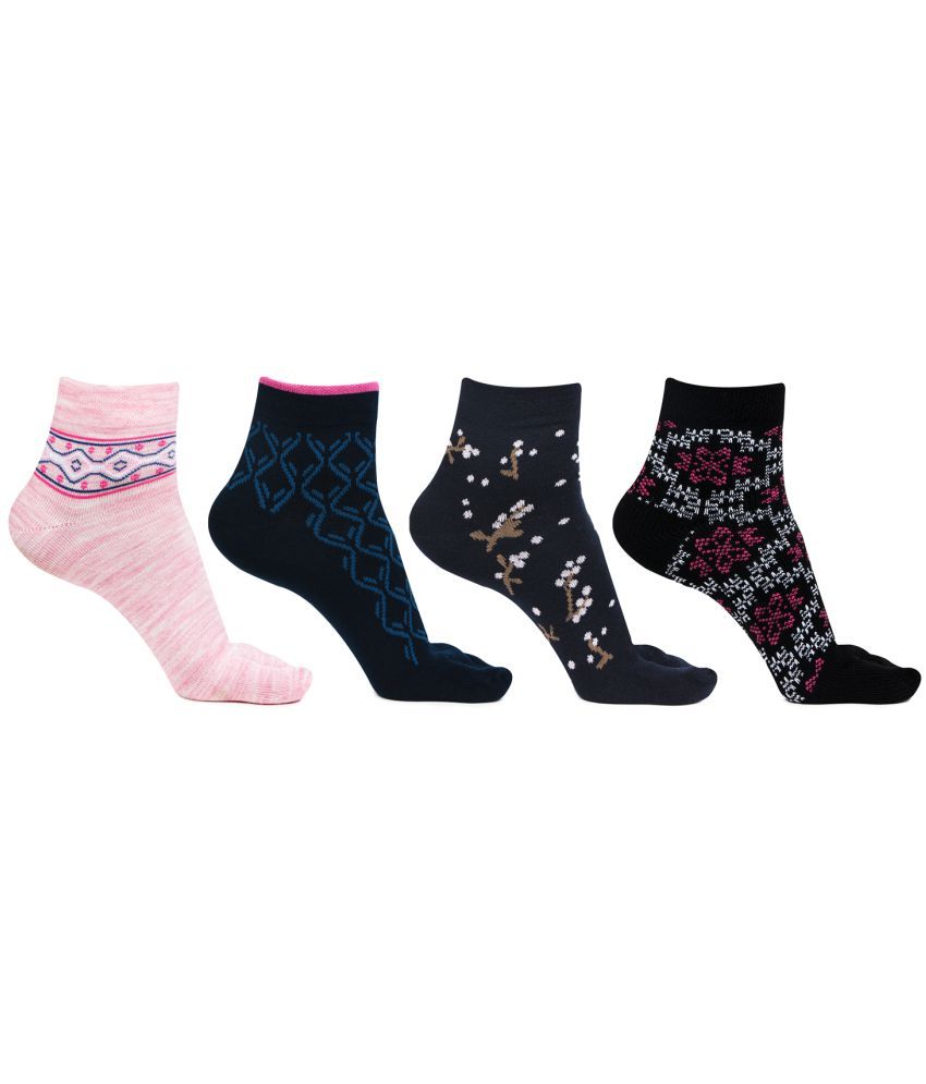     			Bonjour - Multicolor Woollen Women's Ankle Length Socks ( Pack of 4 )