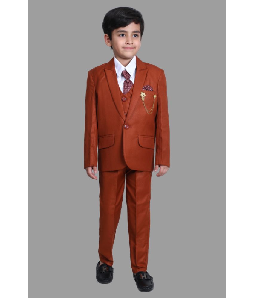 DKGF Fashion - Yellow Polyester Boys 3 Piece Suit ( Pack of 1 )