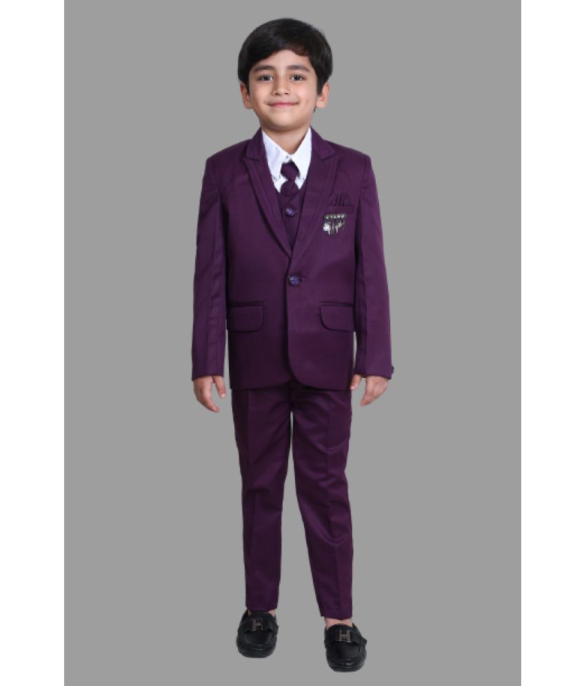     			DKGF Fashion - Purple Polyester Boys 3 Piece Suit ( Pack of 1 )