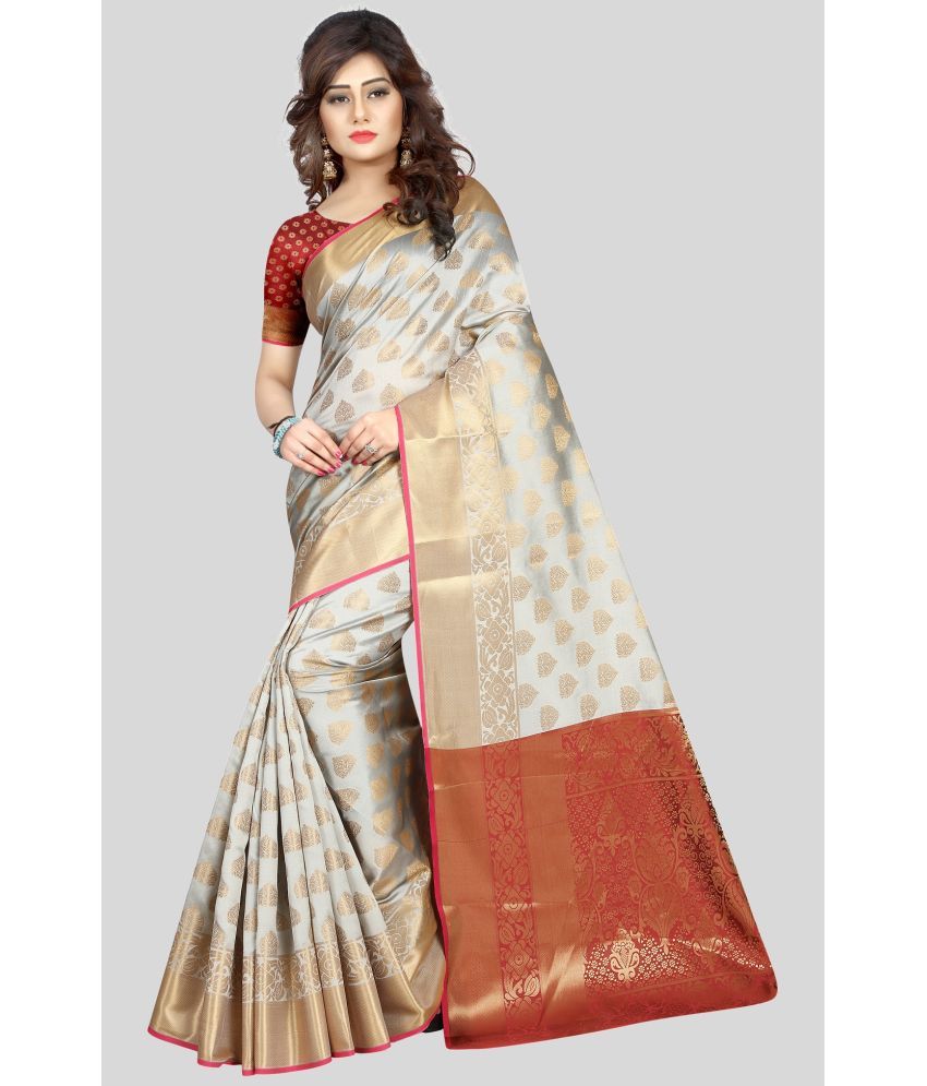     			Gazal Fashions - Cream Banarasi Silk Saree With Blouse Piece ( Pack of 1 )