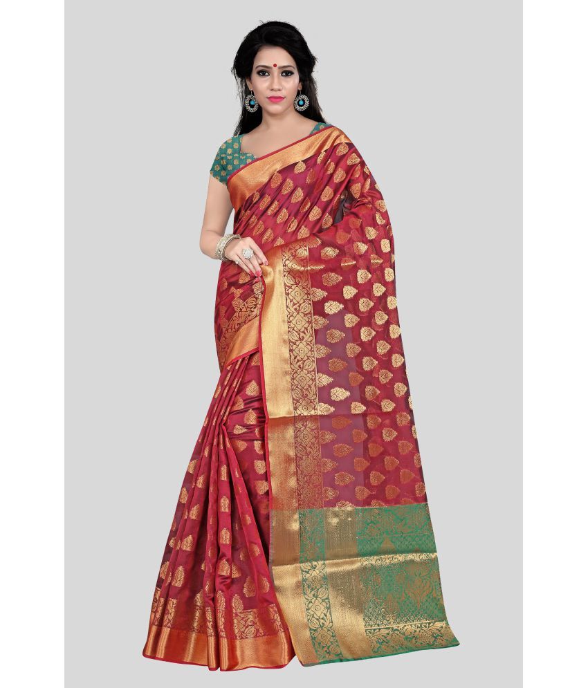     			Gazal Fashions - Red Banarasi Silk Saree With Blouse Piece ( Pack of 1 )