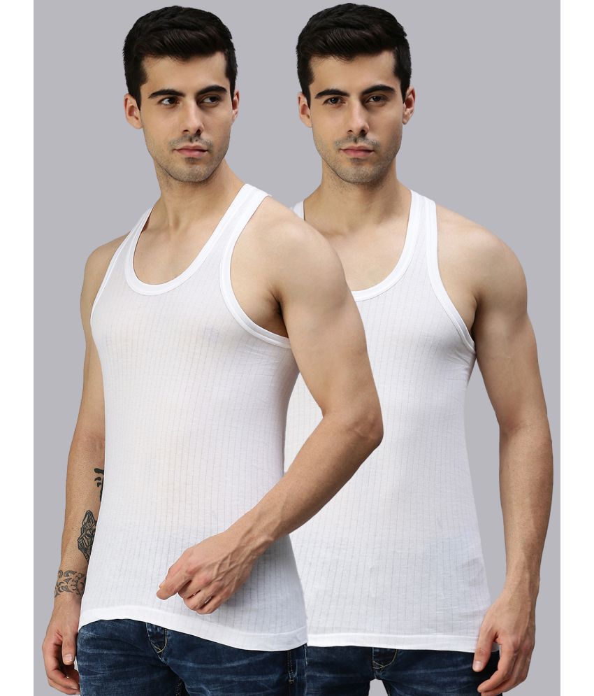 Lux Cozi - White Cotton Men's Vest ( Pack of 2 )