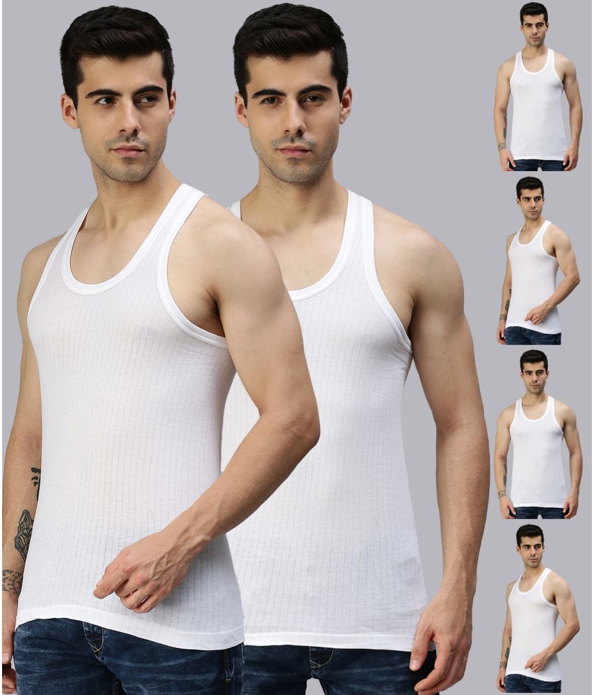     			Pack of 6 Lux Cozi - White Cotton Men's Vest