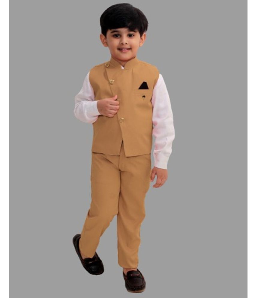     			FOURFOLD - Mustard Cotton Blend Boys Shirt & Pants ( Pack of 1 )