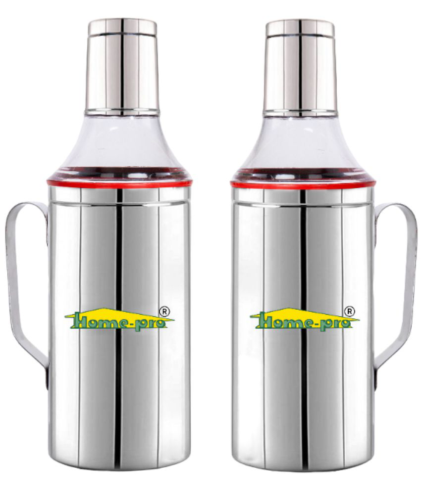     			HomePro - Stainless Steel Oil dispenser Pack of 2 Leakproof Oil pourer | Oil container | Oil Pot | Oil Can with Sturdy Handle, (Size)